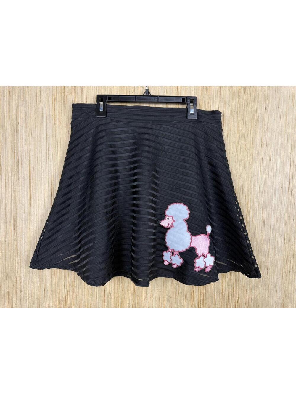 Silhouette NYC Skirt Womens XL Black Stripe Poodle Applique Skater Retro 50s